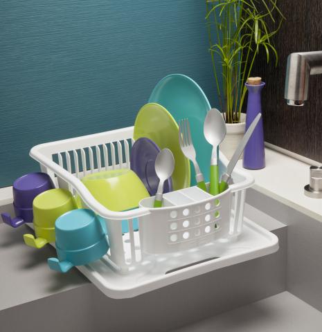 Dish Drainer with Tray With Cu?lery Tray - Cap.: 19 Plates & 10 Cups SKU: EMP Image