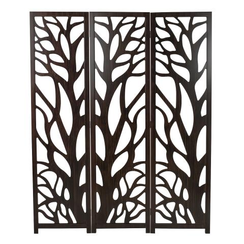 PANEL ROOM DIVIDER TREE VEINED WENGE WOOD SCREEN Image