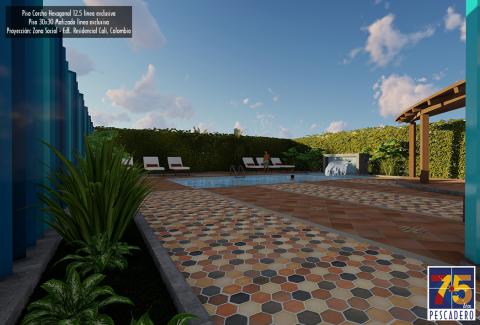 Clay hexagonal floor tile 12.5 cork exclusive line Image