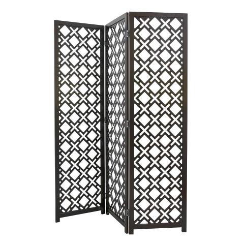 PANEL ROOM DIVIDER GEOMETRIC VEINED WENGE WOOD SCREEN Image