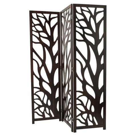 PANEL ROOM DIVIDER TREE VEINED WENGE WOOD SCREEN Image