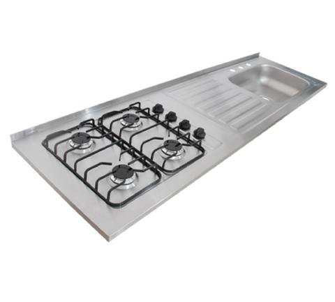 Stainless Steel Sinks 200X60 with integrated stove 4 burners Image