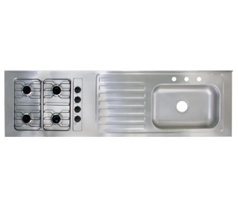 Stainless Steel Sinks 200X60 with integrated stove 4 burners Image