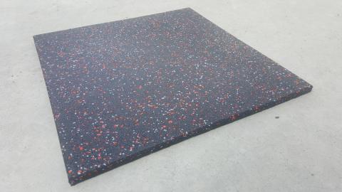 Modular tiles of different thicknesses and colors, made from rubber 100% from recycled tires (SBR) Image