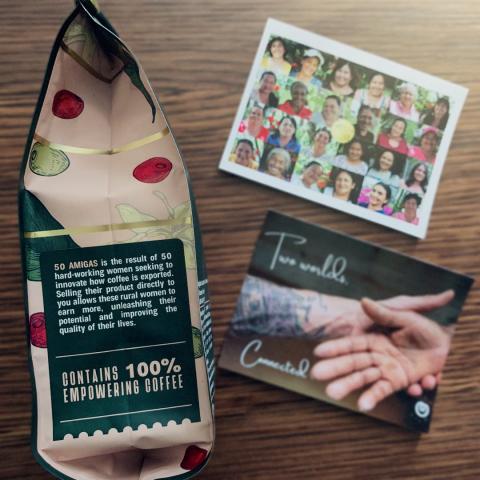 50 Amigas Coffee - Dulcinea Edition, 12 Oz | Arabica, Whole Bean Coffee, Medium Roast, Direct Trade Women Farmers, Single Origin Image