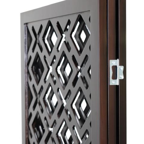 PANEL ROOM DIVIDER GEOMETRIC VEINED WENGE WOOD SCREEN Image