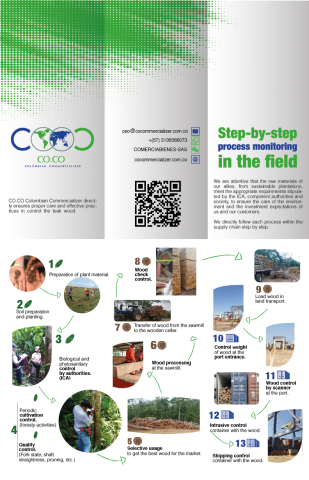 Products: - Round teak wood with bark, dimensioned in cm of circumference diameter (Rough wood) Image