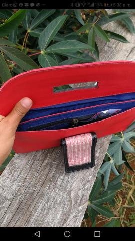 LEATHER AND SILK HANDBAG Image