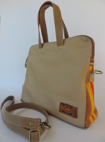ETHNIC BAG WITH HANDMADE FABRIC ON THE SIDES Image
