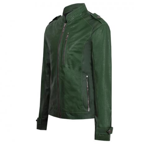 Green engraved leather jacket Image