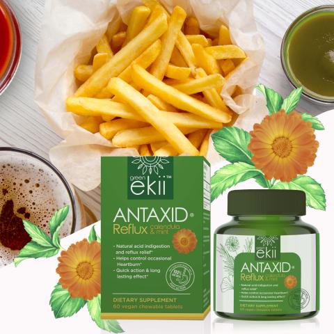 ANTAXID reflux, heartburn, gastritis, GERD natural, 60 chew tabs Image