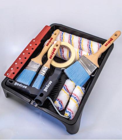 Paint brushes and paint rollers Image