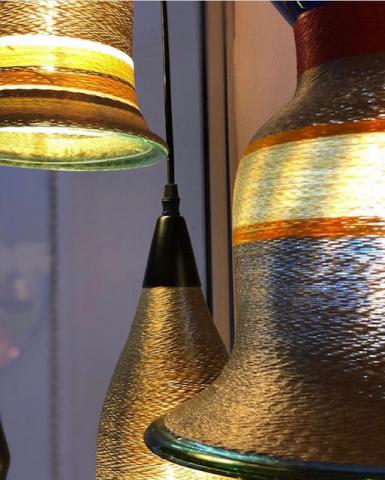 Pendant Lamps, Glass and threads Image