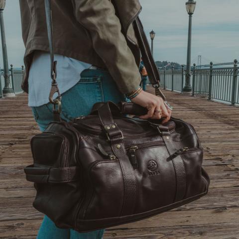 GENUINE COLOMBIAN LEATHER | Perfect Carry-on or Gym Bag in Brown, Black, or Tan Image