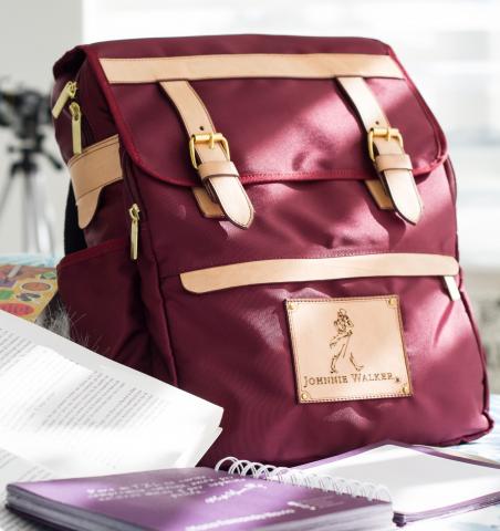 Hands-free backpack in leather and canvas Image