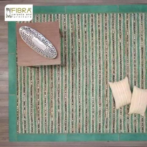 Rug in fique and leather 100% handmade Image