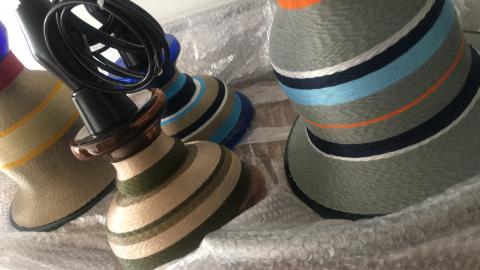Pendant Lamps, Glass and threads Image