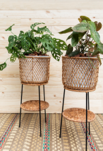 Hand-woven wicker art plant stands Image