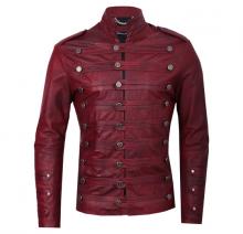 Red wine leather jacket Image