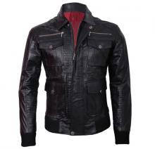 Black engraved leather jacket Image
