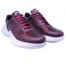 Red wine leather sneakers Image