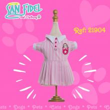 Pink striped dress for pet - Female Image