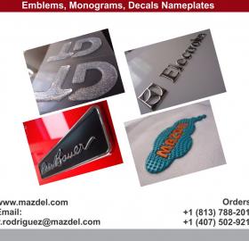 Emblems, monograms, stickers and appliances