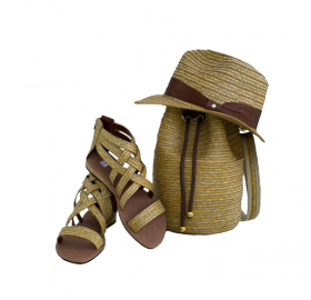 Combo Artesanal Sombrero + Bolso + Sandalias