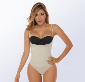 Bodysuit with inner latex on abs with straps