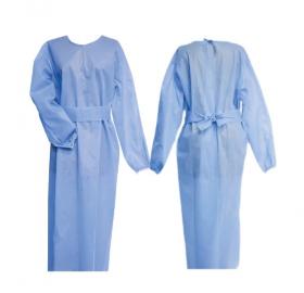 Long gown - long sleeves with spring cuffs - disposable made of non-woven fabric. Not sterile
