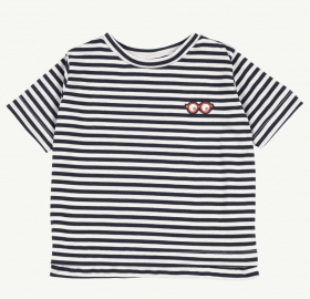SHORT SLEEVE T-SHIRT - NAVY AND WHITE STRIPES 