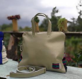 ETHNIC BAG WITH HANDMADE FABRIC ON THE SIDES