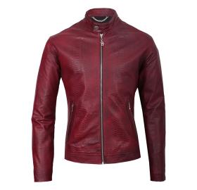 Red wine engraved leather jacket