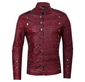 Red wine leather jacket