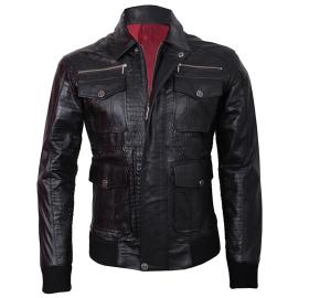 Black engraved leather jacket