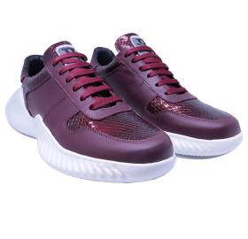 Red wine leather sneakers
