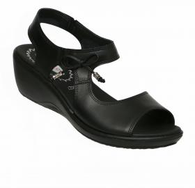 Black Leather Sandal 5827
