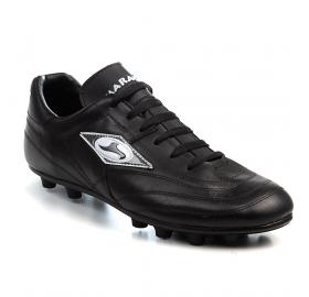 Black leather soccer shoes