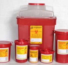 Biohazard containers.