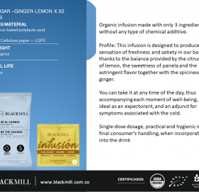 Organic powdered infusion (raw cane sugar, ginger, lemon extract), bag x 50 sachet x 13 g