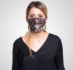  Black Floral Face Mask - Fashiontex