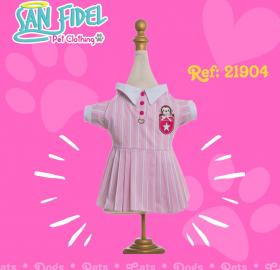 Pink striped dress for pet - Female