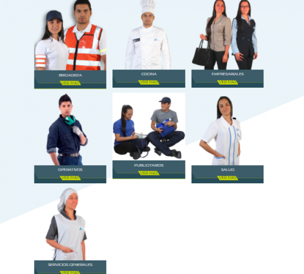 camisetas, pantalones, delantales, conjuntos de servicio general, overoles de mantenimiento, jeans, camisas, chaquetas, chalecos