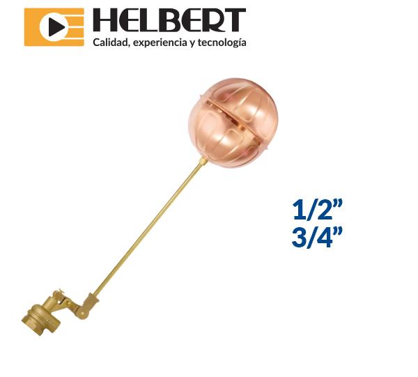 Brass float valve whit female thread and copper ball Helbert y Cia S.A. Colombian B2B Marketplace