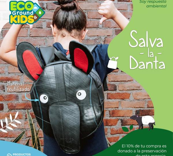 Danta Tapir Mountain Kids Backpack - Recycled Tires Tubes Image