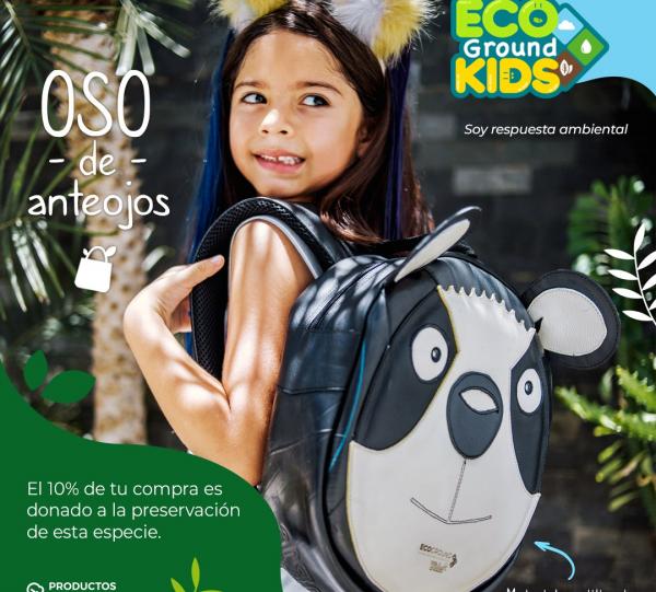 Kids Backpack Bear with Glasses - Recycled tire tubes Image