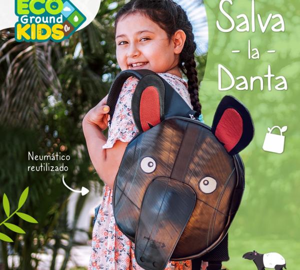 Danta Tapir Mountain Kids Backpack - Recycled Tires Tubes Image