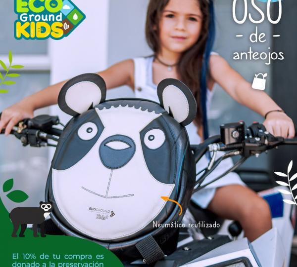 Kids Backpack Bear with Glasses - Recycled tire tubes Image