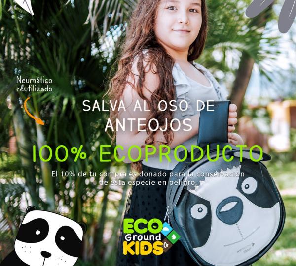 Kids Backpack Bear with Glasses - Recycled tire tubes Image