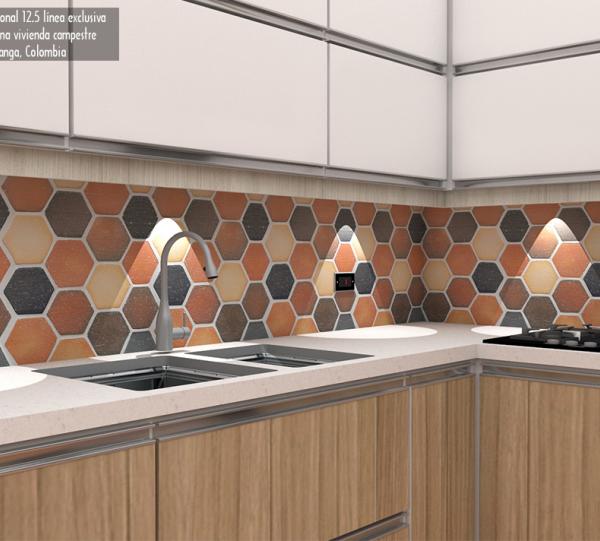 Clay hexagonal floor tile 12.5 cork exclusive line Image